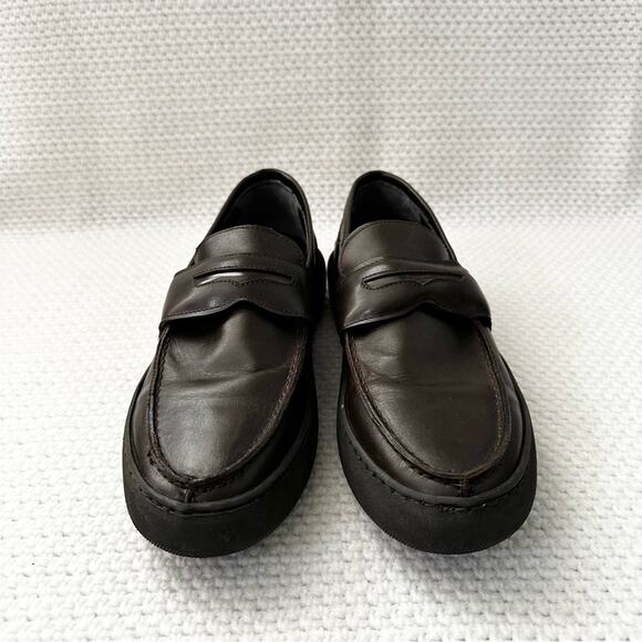 Bottega Marchigiana Italy Brown Leather Chunky Creeper Lug Sole Penny Loafers 41 - Picture 7 of 11